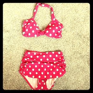 High waisted polka dot bikini